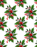 Festive Holly Berry Leaves Rug