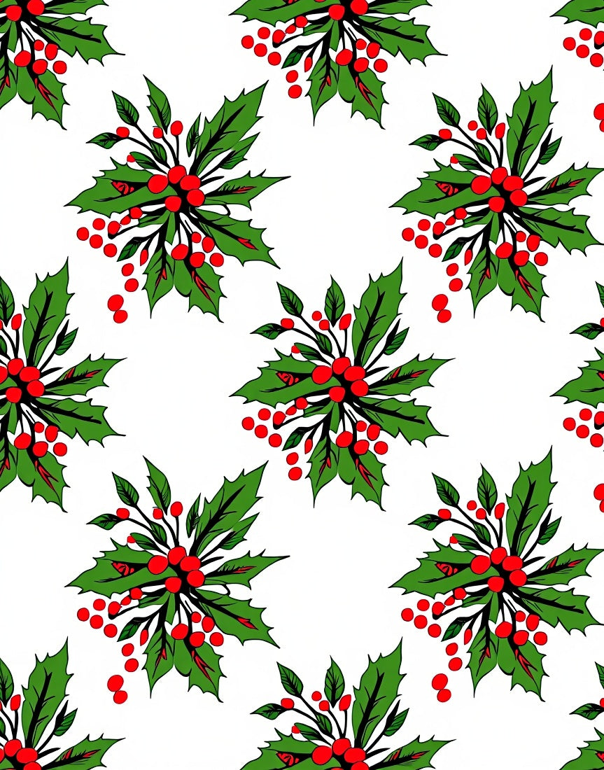 Festive Holly Berry Leaves Rug