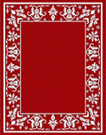 Crimson White Floral Border Accent Rug