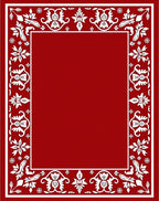 Crimson White Floral Border Accent Rug