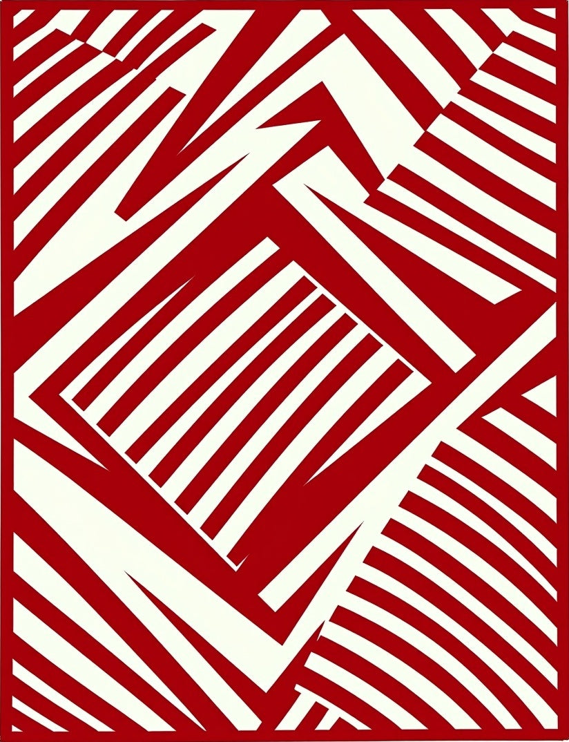 Bold Red Intersecting Lines Rug