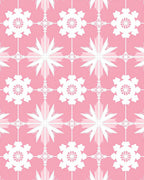 Pink White Starburst Geometric Repeat Rug