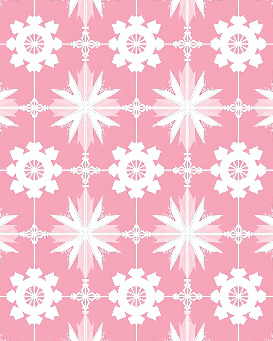 Pink White Starburst Geometric Repeat Rug