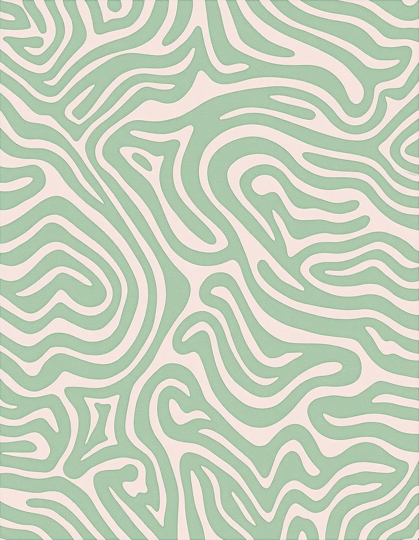 Mint Green Swirl Abstract Rug
