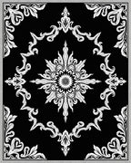 Monochromatic Black White Floral Mandala Rug
