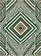 Emerald Orange Ivory Abstract Diamond Rug