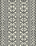Cream and Black Filigree Scroll Rug