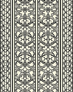 Cream and Black Filigree Scroll Rug