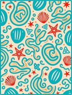 Coral Starfish Swirls and Shells Rug