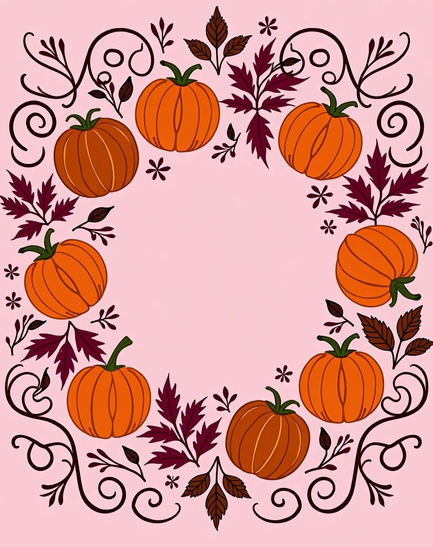 Orange Pumpkin Autumn Swirl Arrangement Rug