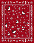 Crimson Snowflakes and Whimsical Creatures Rug