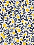 Navy Yellow Floral Branch Whimsy Rug