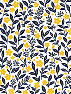 Navy Yellow Floral Branch Whimsy Rug
