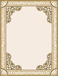 Ornate Brown Ivory Scroll Border Rug