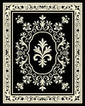 Ornate Black Cream Floral Oval Rug
