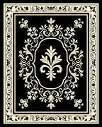 Ornate Black Cream Floral Oval Rug