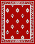 Red White Floral Medallion Border Rug