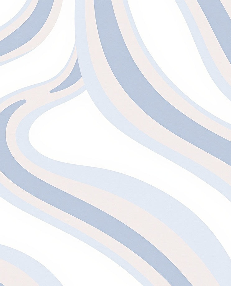 Abstract Pastel Wave Curves Rug