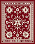 Deep Red Starburst Medallion Border Rug