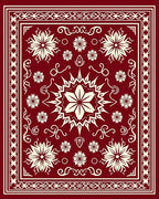 Deep Red Starburst Medallion Border Rug