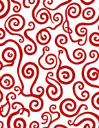 Crimson Swirl Artful Curling Rug