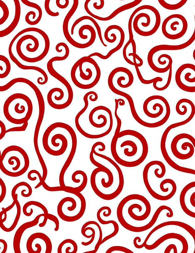 Crimson Swirl Artful Curling Rug