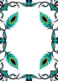 Teal Peacock Feather Floral Swirl Rug