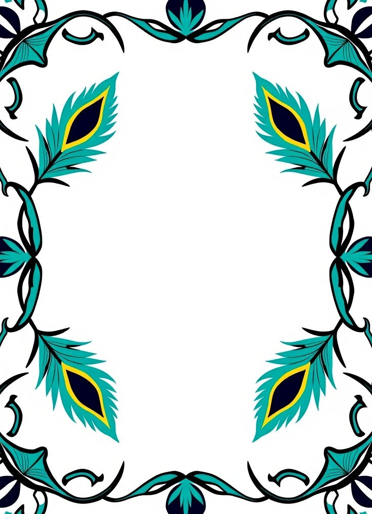 Teal Peacock Feather Floral Swirl Rug