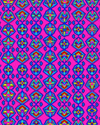 Pink Geometric Diamond Floral Collage Rug