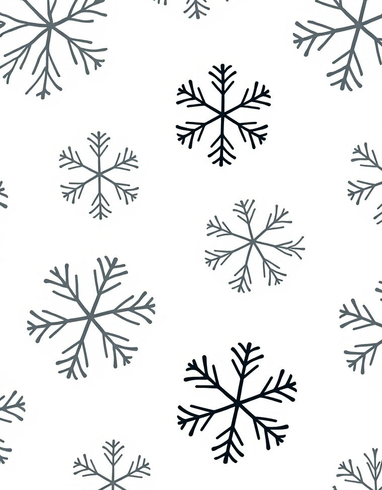 Dark Gray Snowflakes Scattered White Background Rug