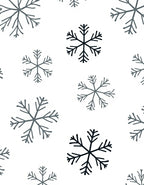 Dark Gray Snowflakes Scattered White Background Rug