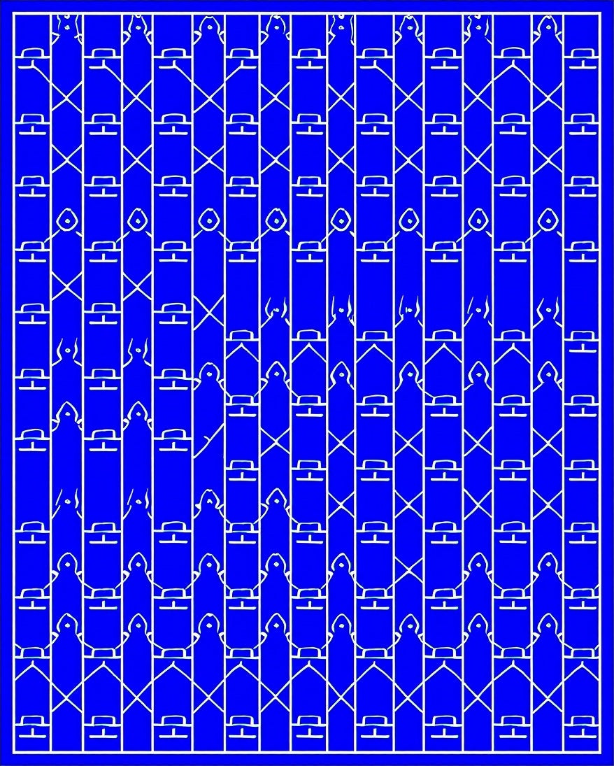 Vibrant Blue Bold Diamond Lattice Rug