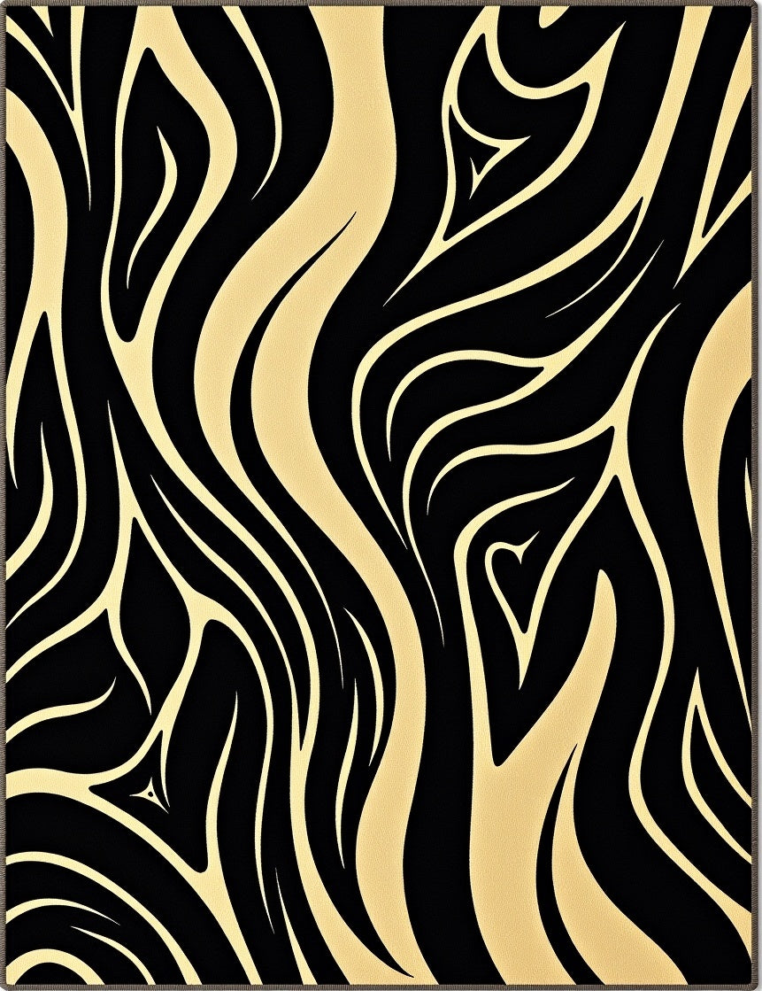 Bold Black Gold Zebra Stripes Rug