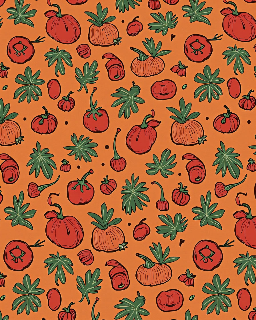 Autumn Harvest Pumpkin Tomato Arrangement Rug