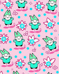 Pink Gnome Floral Whimsical Repeating Pattern Rug