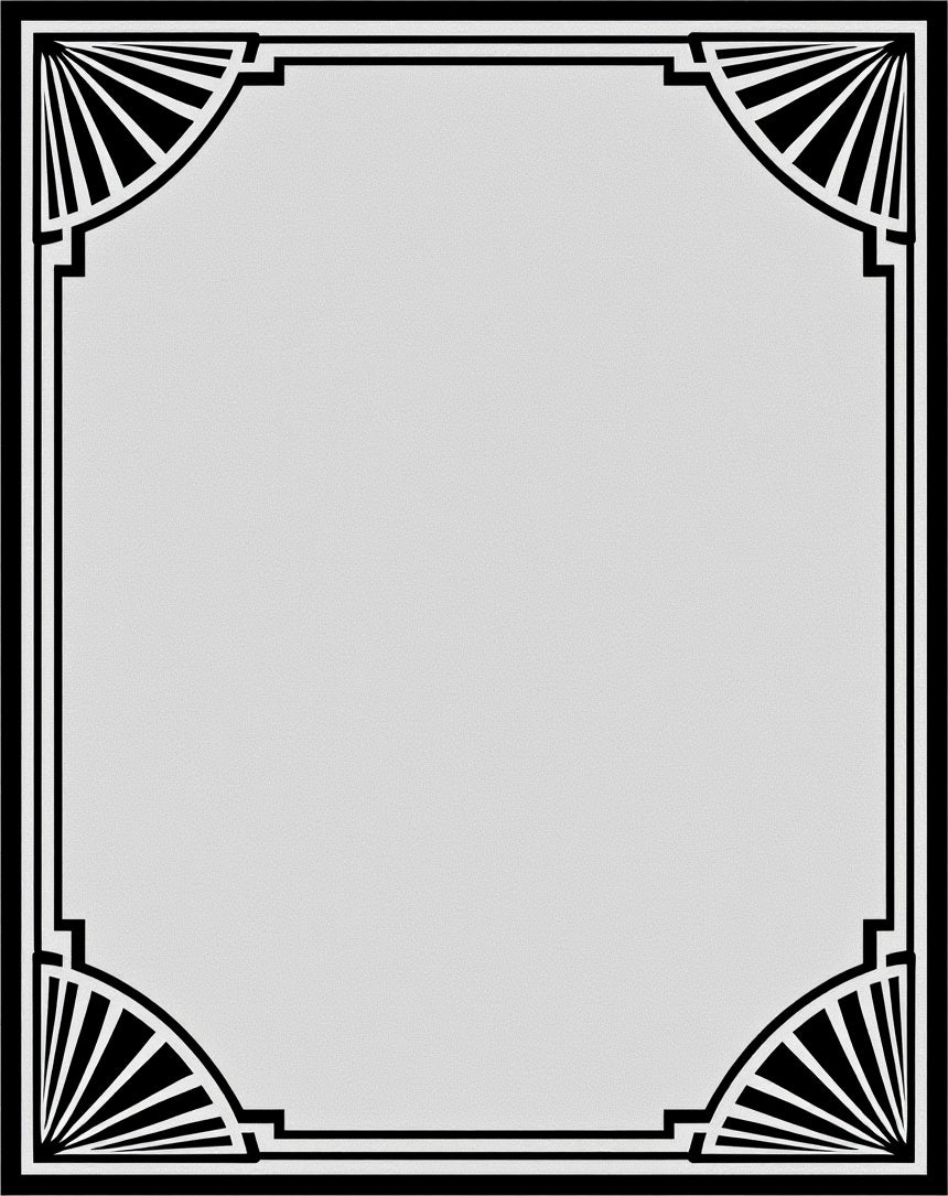 Art Deco Black White Sunburst Border Rug