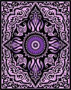 Purple Black Mandala Scroll Rug