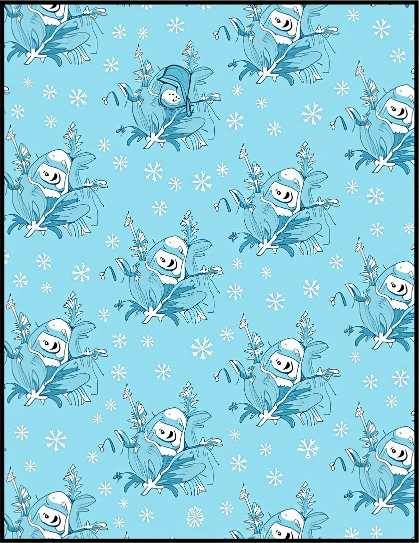 Blue Winter Snowman Scatter Rug