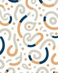 Neutral Abstract Swirl Ribbon Dots Rug