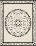 Monochromatic Floral Mandala Frame Rug
