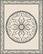 Monochromatic Floral Mandala Frame Rug
