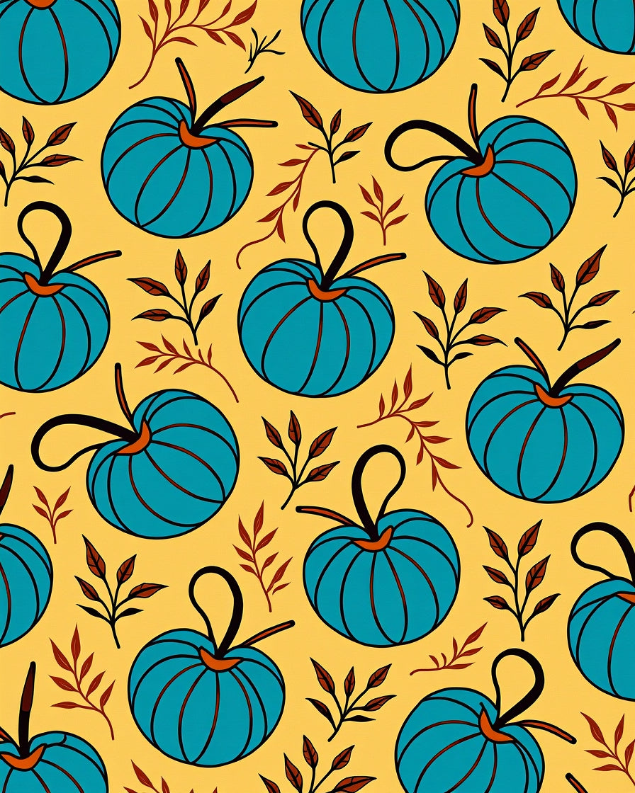 Teal Pumpkin Autumn Foliage Rug