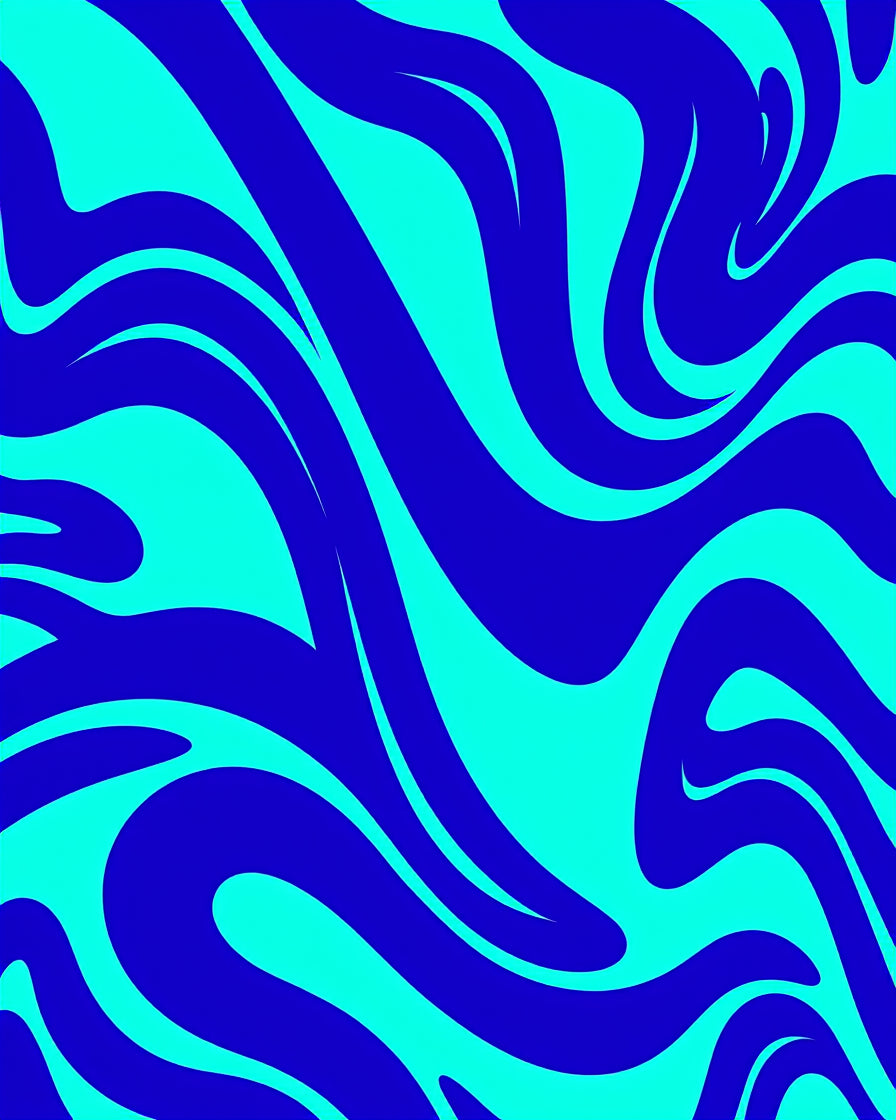 Deep Blue Aqua Swirl Rug