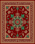 Crimson Emerald Floral Medallion Rug