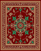 Crimson Emerald Floral Medallion Rug