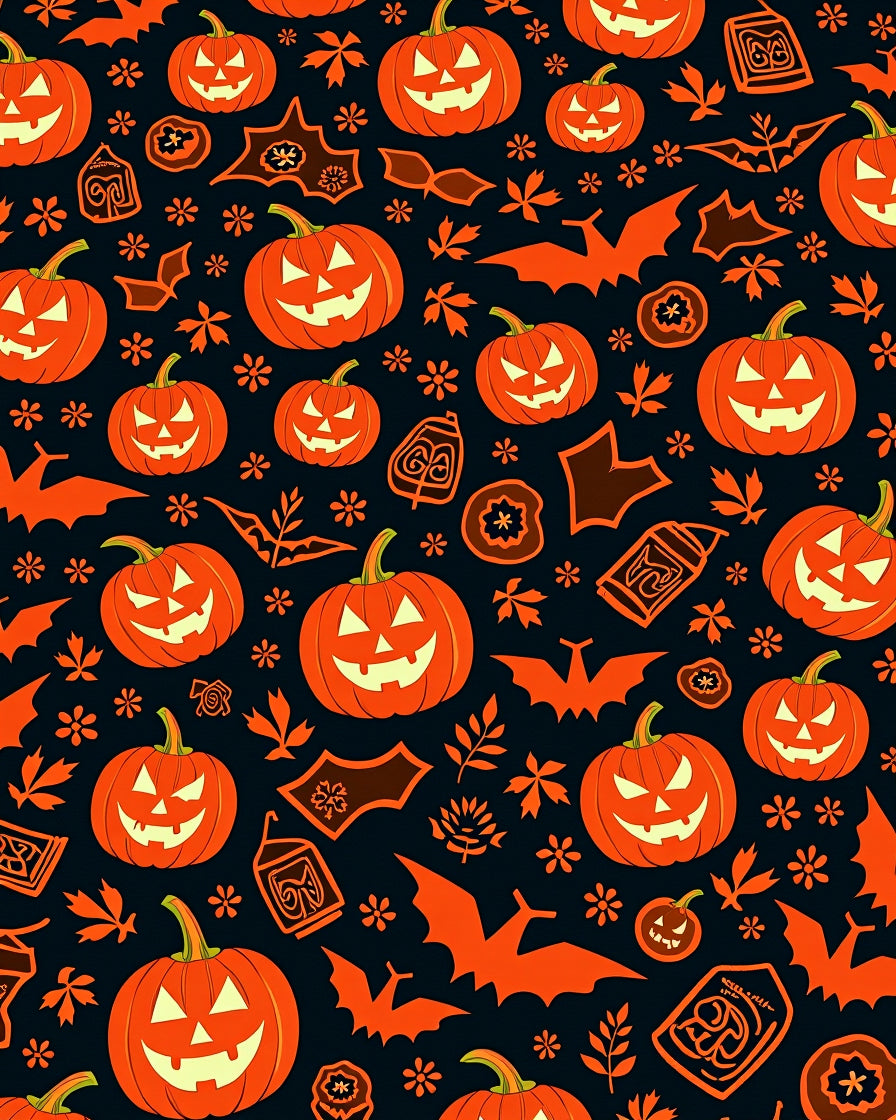 Orange Halloween Pumpkin Collage Rug