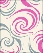 Pink Swirl Gray Flowing Curves Rug