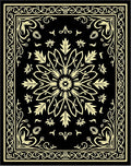 Black Cream Floral Medallion Border Rug