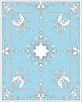 Pale Blue White Floral Scroll Surround Rug