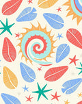 Coastal Summer Seashell Leaf Medley Rug
